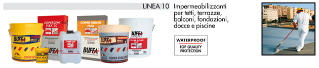 Waterproofers for roofs, terraces, balconies, foundations, showers and pools